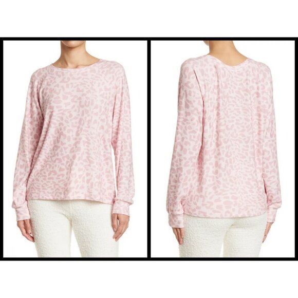 💕PJ SALVAGE💕 Long Sleeve Pajama Top ~ Blush Animal Print Small S NWT